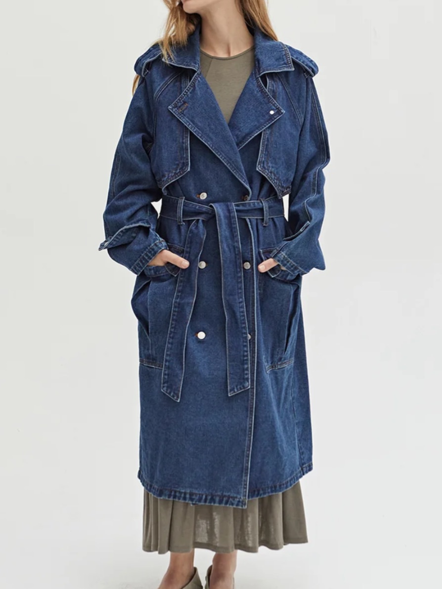 Blue Denim Trench Coat